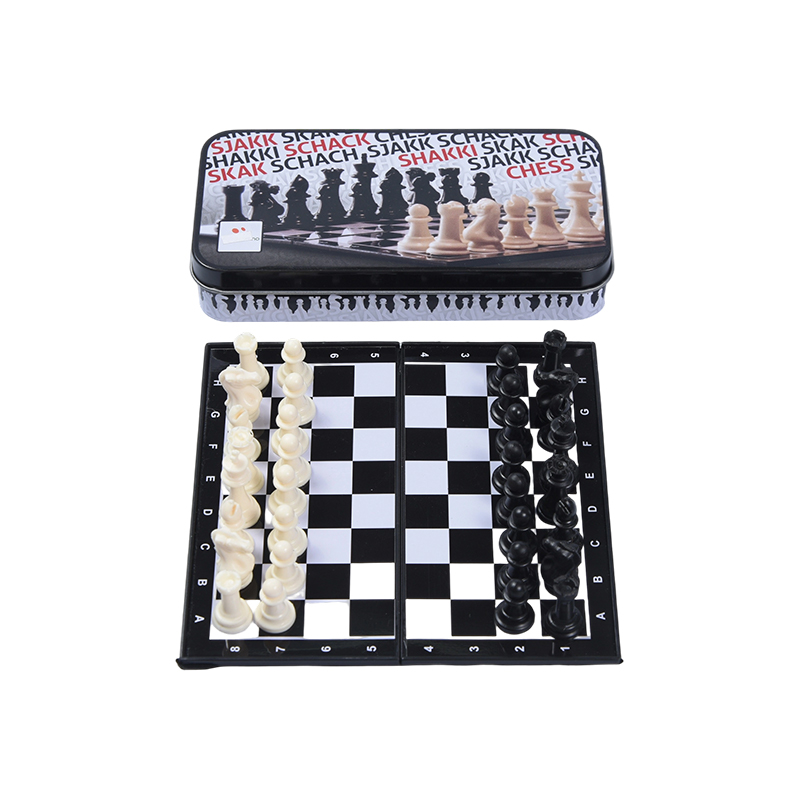 Set de șah mini cutie de tablă