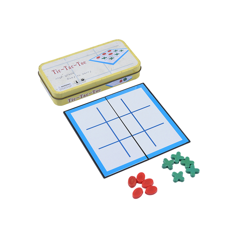 Set portabil Classic Tic-Tac-Toe cu carcasă de depozitare din metal
