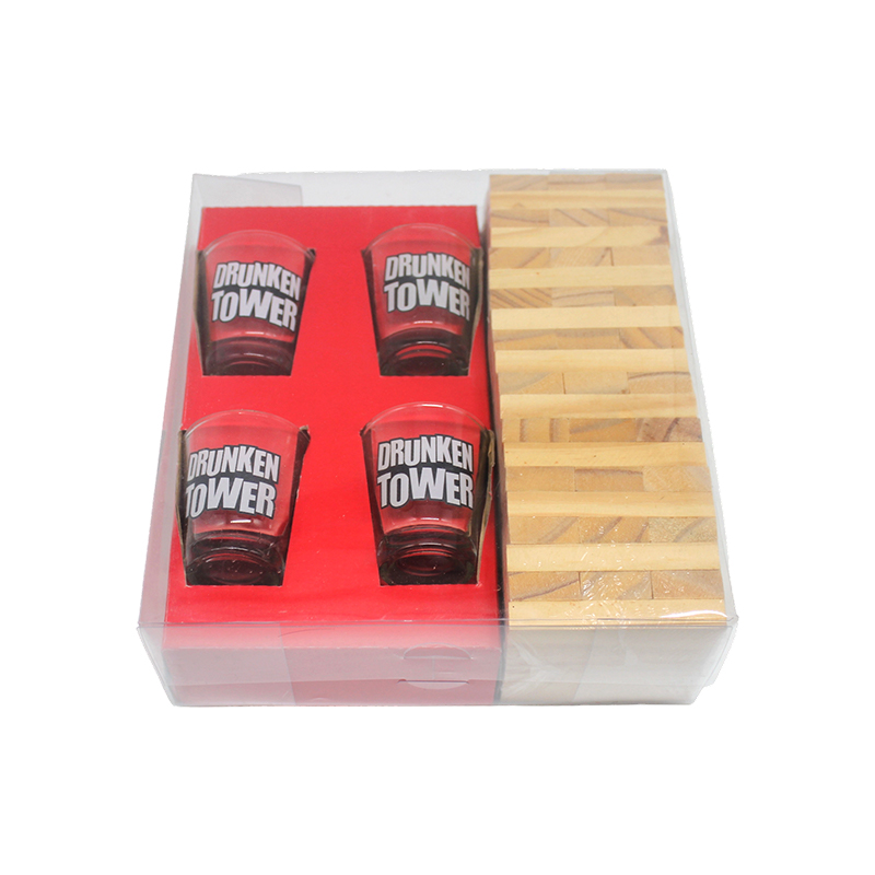 Set Jenga de băut din lemn cu pahare de shot