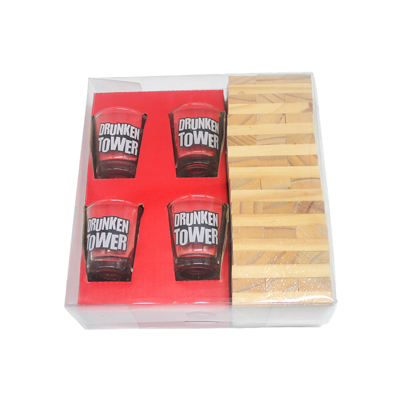 Set Jenga de băut din lemn cu pahare de shot
