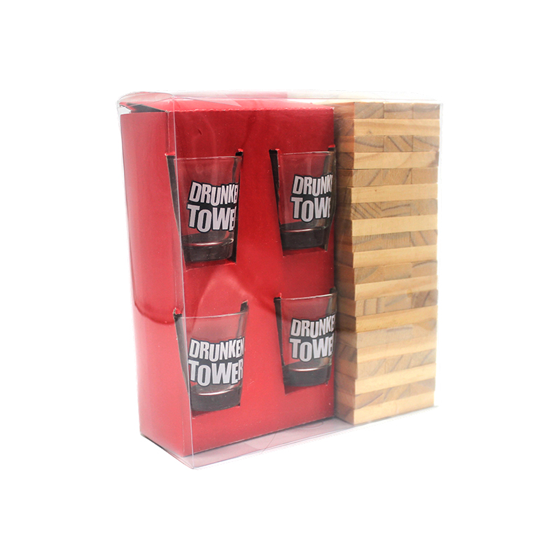 Set Jenga de băut din lemn cu pahare de shot