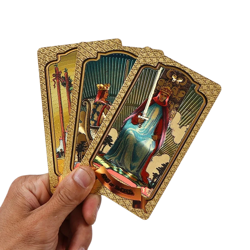 Set de cărți de tarot premium din folie de aur