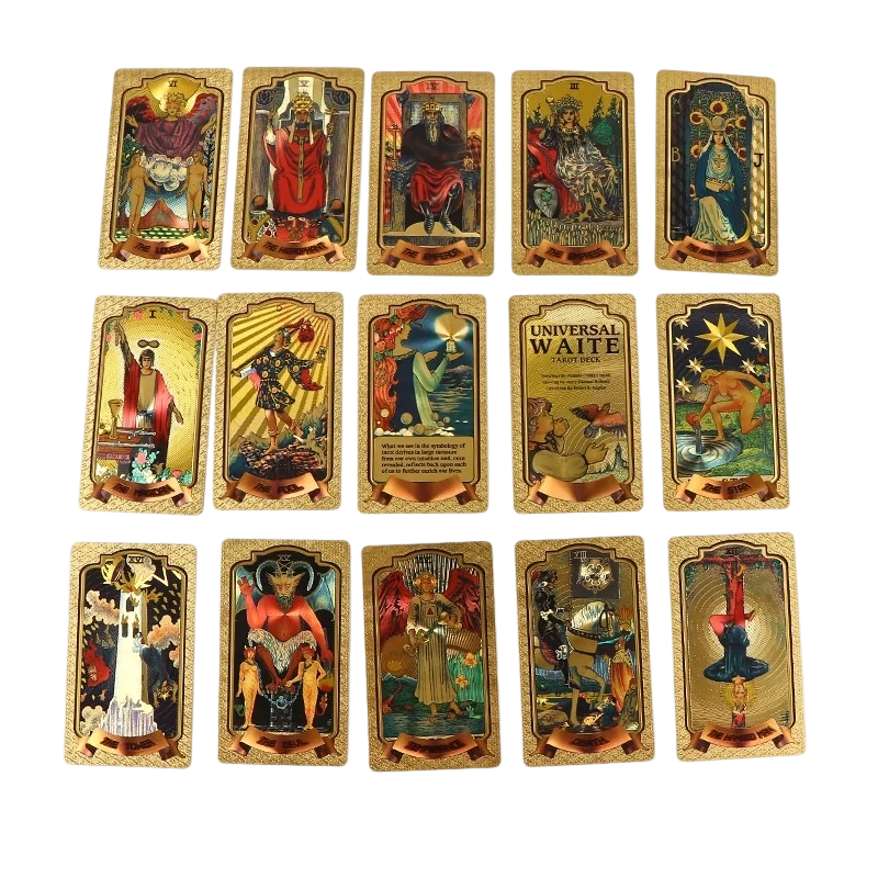 Set de cărți de tarot premium din folie de aur