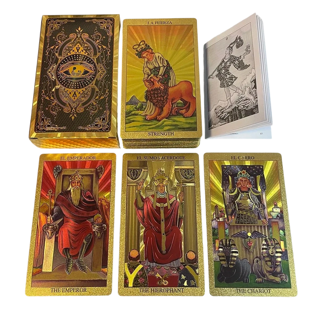 Set de cărți de tarot premium din folie de aur