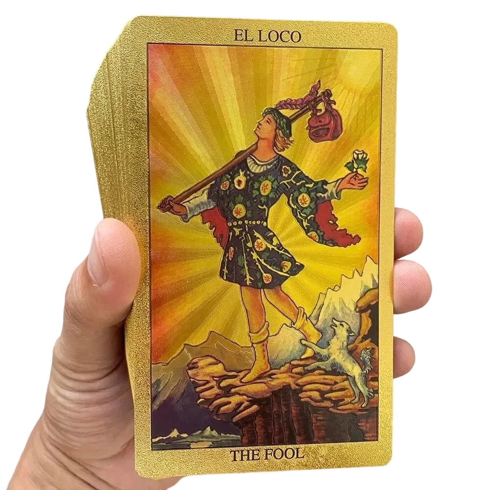 Set de cărți de tarot premium din folie de aur