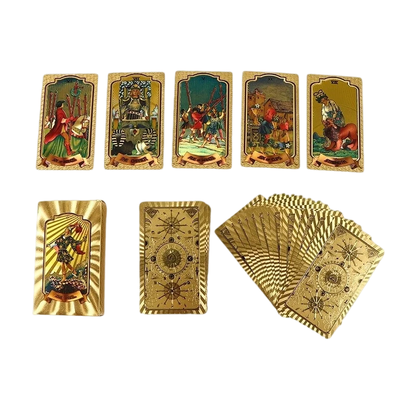 Set de cărți de tarot premium din folie de aur