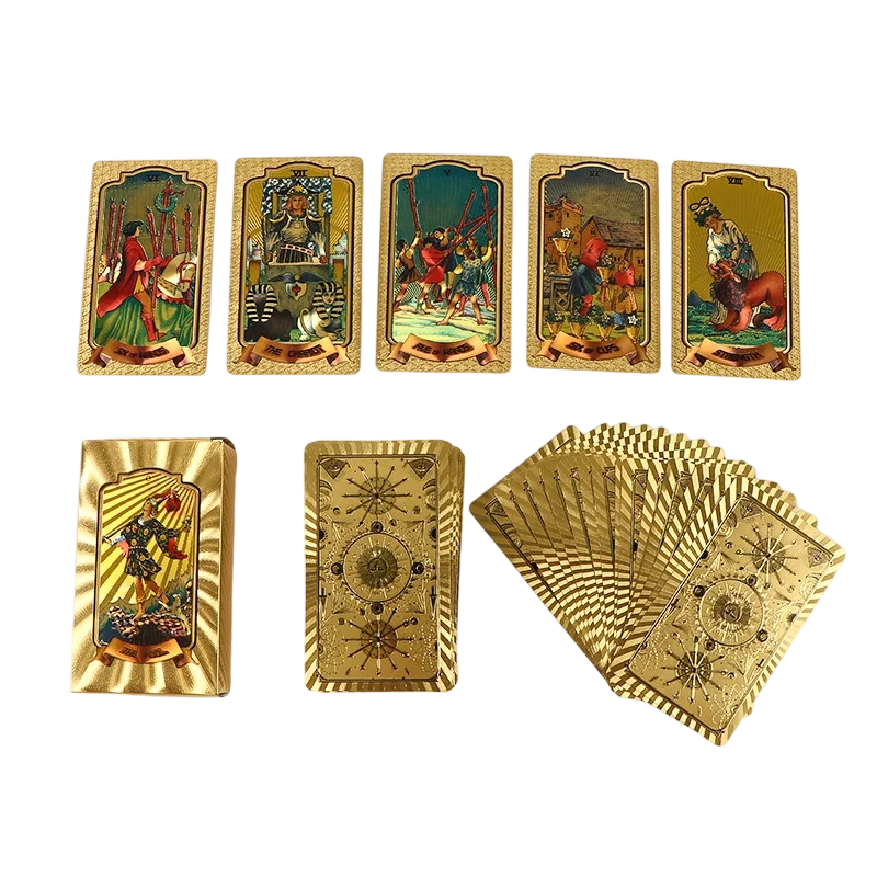 Set de cărți de tarot premium din folie de aur