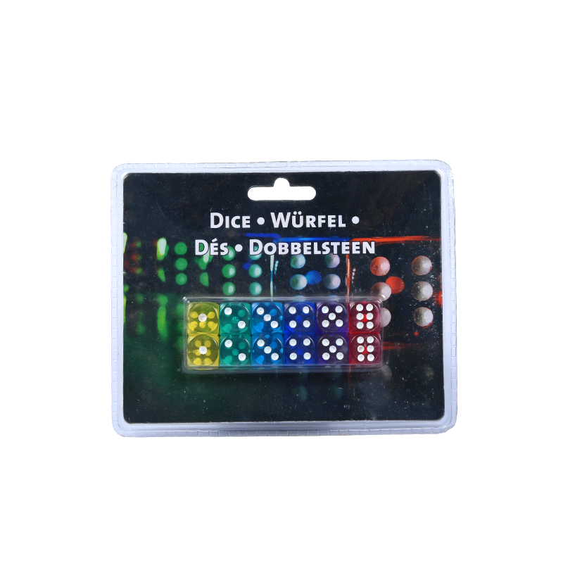 Set de zaruri multicolore – 10 bucăți în ambalaj transparent
