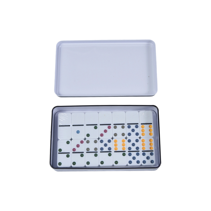 Set competitiv profesional - Set cutie de fier pentru domino cu șase puncte colorate