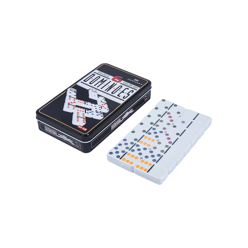 Set competitiv profesional - Set cutie de fier pentru domino cu șase puncte colorate