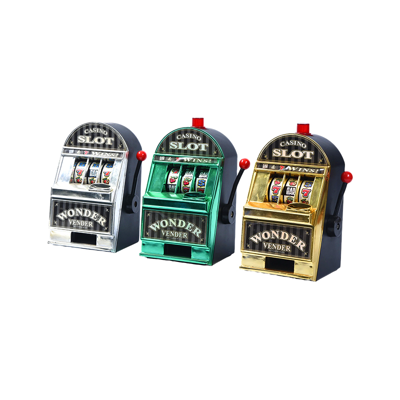 Cazinou în miniatură în stil vintage Bandit cu o singură mână – Set de trei (argintiu, verde, auriu)