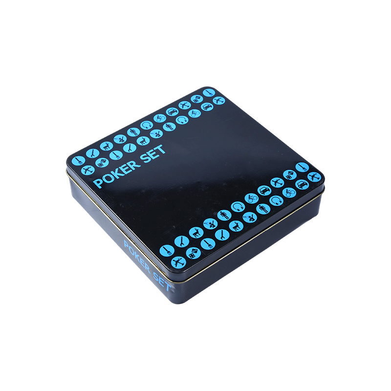 Set de poker negru în tablă metalică – Complet cu jetoane, cărți și accesorii