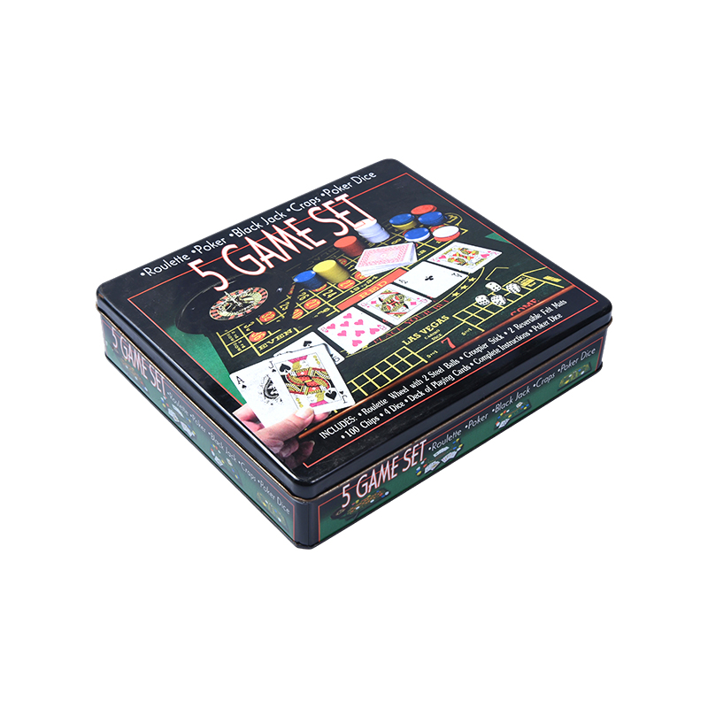 Set de jocuri de cazinou Metal Tin 5-în-1