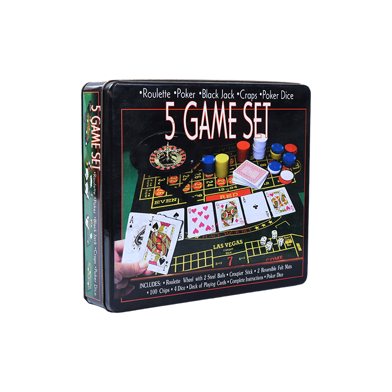 Set de jocuri de cazinou Metal Tin 5-în-1