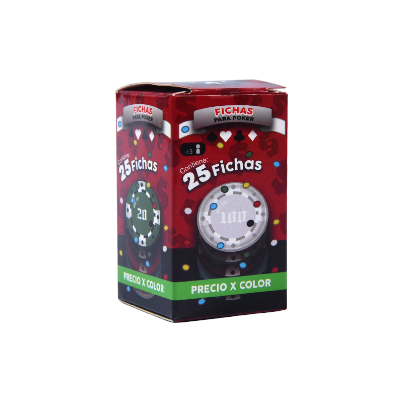 Set de jetoane de poker color – 25 de bucăți jetoane de culori asortate în cutie de ambalaj