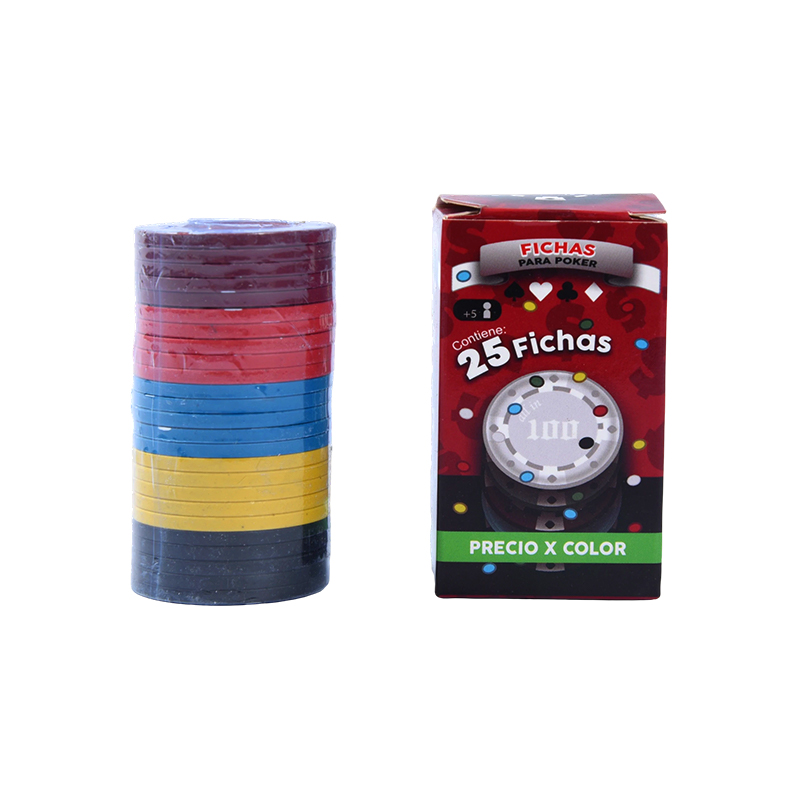 Set de jetoane de poker color – 25 de bucăți jetoane de culori asortate în cutie de ambalaj