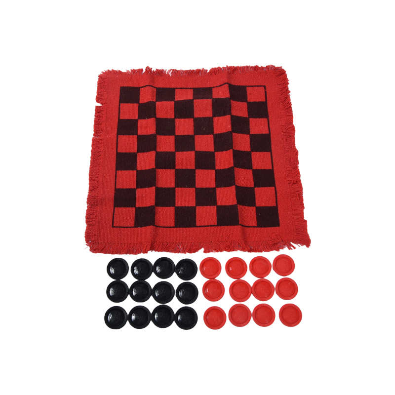 Set de joc clasic de dame cu tablă cu franjuri