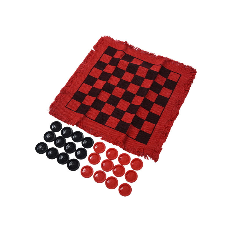Set de joc clasic de dame cu tablă cu franjuri