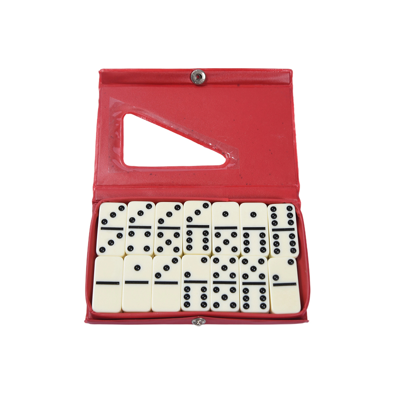 Joc clasic de faianță On-the-Go - Set de domino compact din plastic cu carcasă portabilă