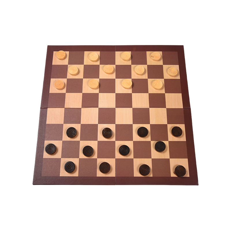 Joc de masă Wooden Checkers – Joc clasic de strategie cu două opțiuni de ambalare