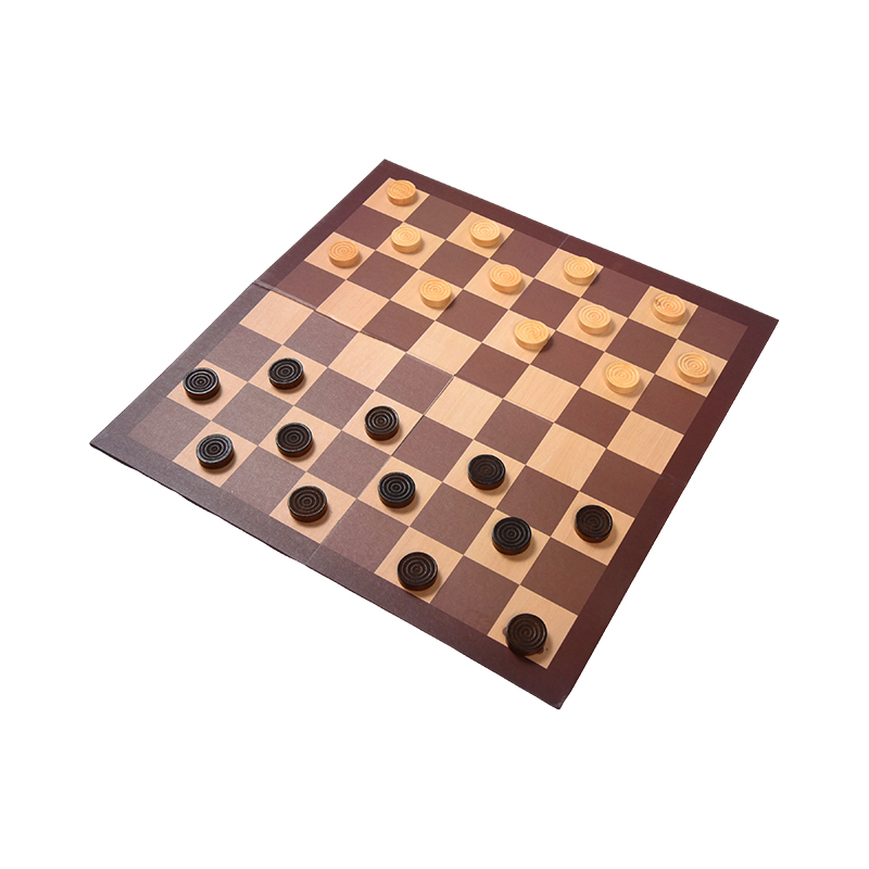 Joc de masă Wooden Checkers – Joc clasic de strategie cu două opțiuni de ambalare