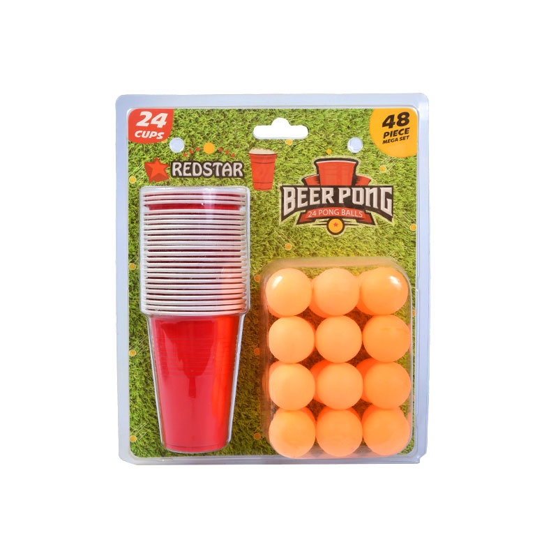 Set Redstar Beer Pong - 24 cești și 24 bile Pong (Set Mega de 48 de piese)