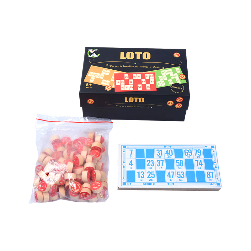 Set de joc LOTO (în stil Bingo) - Complet cu jetoane, cărți și cutie de depozitare