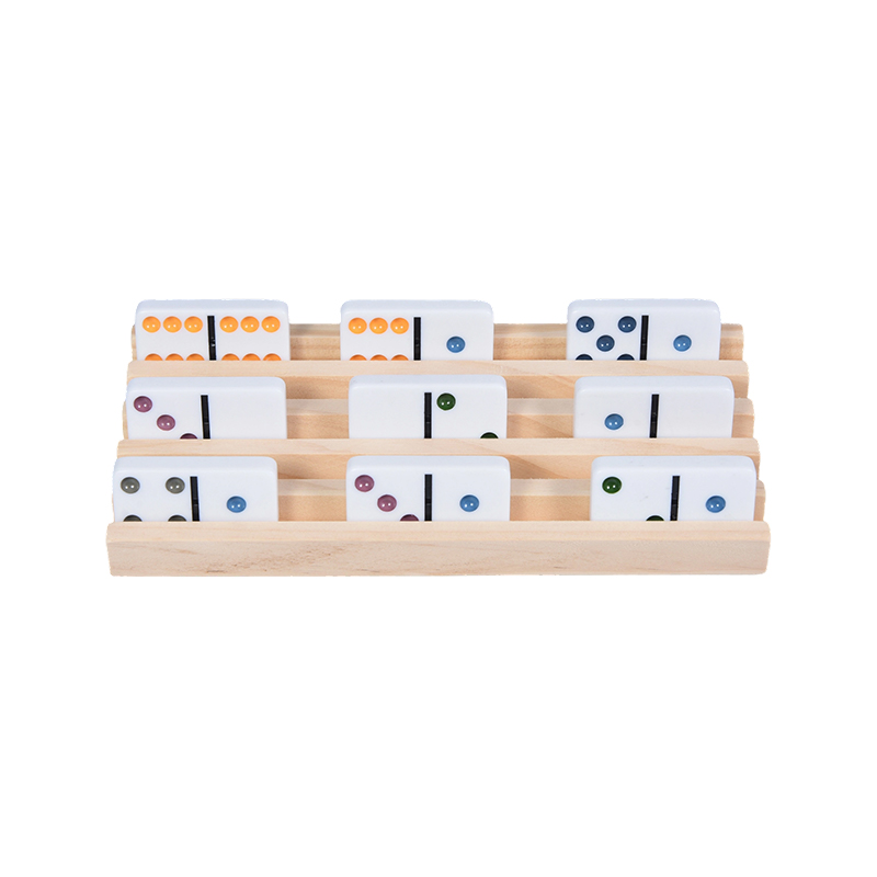 Modele de puncte colorate cu afișaj organizat Set de suport de domino din lemn